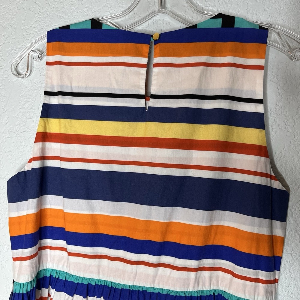 MDS Stripes Women's Maxi Dress Size 2 Multicolor 100% Cotton Tiered Coastal - Picture 7 of 10